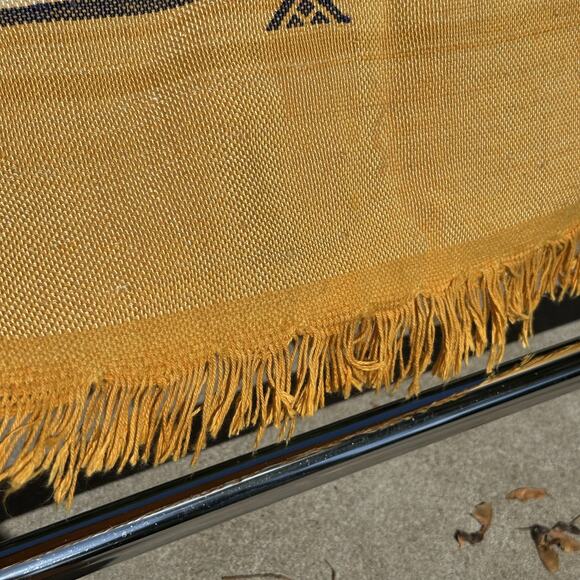 Vintage Moroccan Sumouk Kilim Hanbel Silk Area Rug Wall Hanging Saffron 3'x5' - Picture 5 of 10